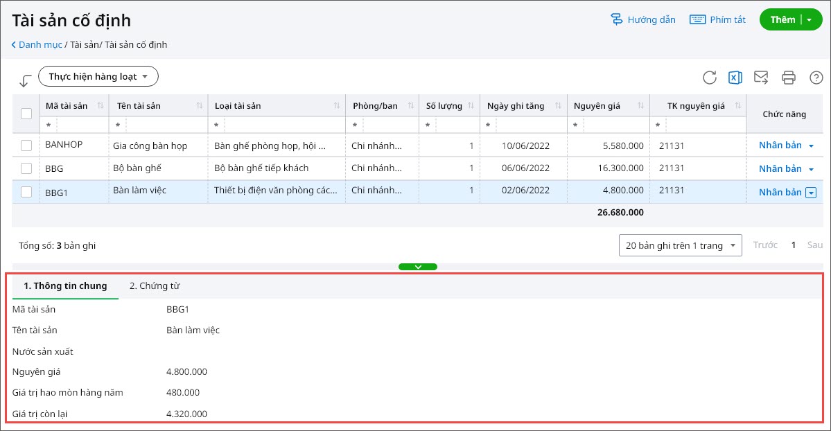 Nhấn chọn danh mục để xem thông tin chi tiết ngay trên cùng giao diện